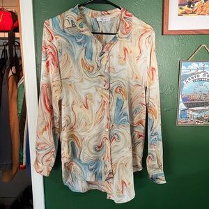 70s Style Silk Button Down